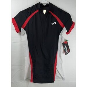 NWT Women's TYR Carbon Triathlon Series Cycling Jersey Black Red & White Medium